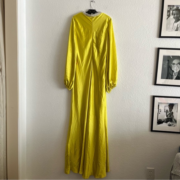 Ieena For Mac Duggal Satin Long Blouson Sleeve Evening Gown 26575 NWT SZ 12 - Picture 3 of 7